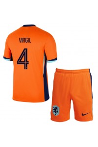 Nederland Virgil van Dijk #4 Babytruitje Thuis tenue Kind EK 2024 Korte Mouw (+ Korte broeken)